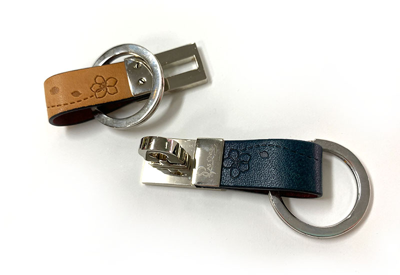 桐花戀 皮革鑰匙圈-黃藍色